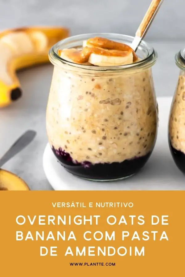 overnight oats de banana com pasta de amendoim